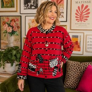 VTG 90s Jane's Closet Embellished Cardigan Sweater Fashion Applique Women's XL